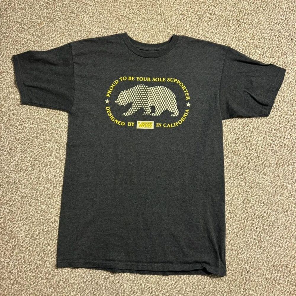 Vans "Sole Supporter" California Bear Graphic T-Shirt Charcoal Gray Medium